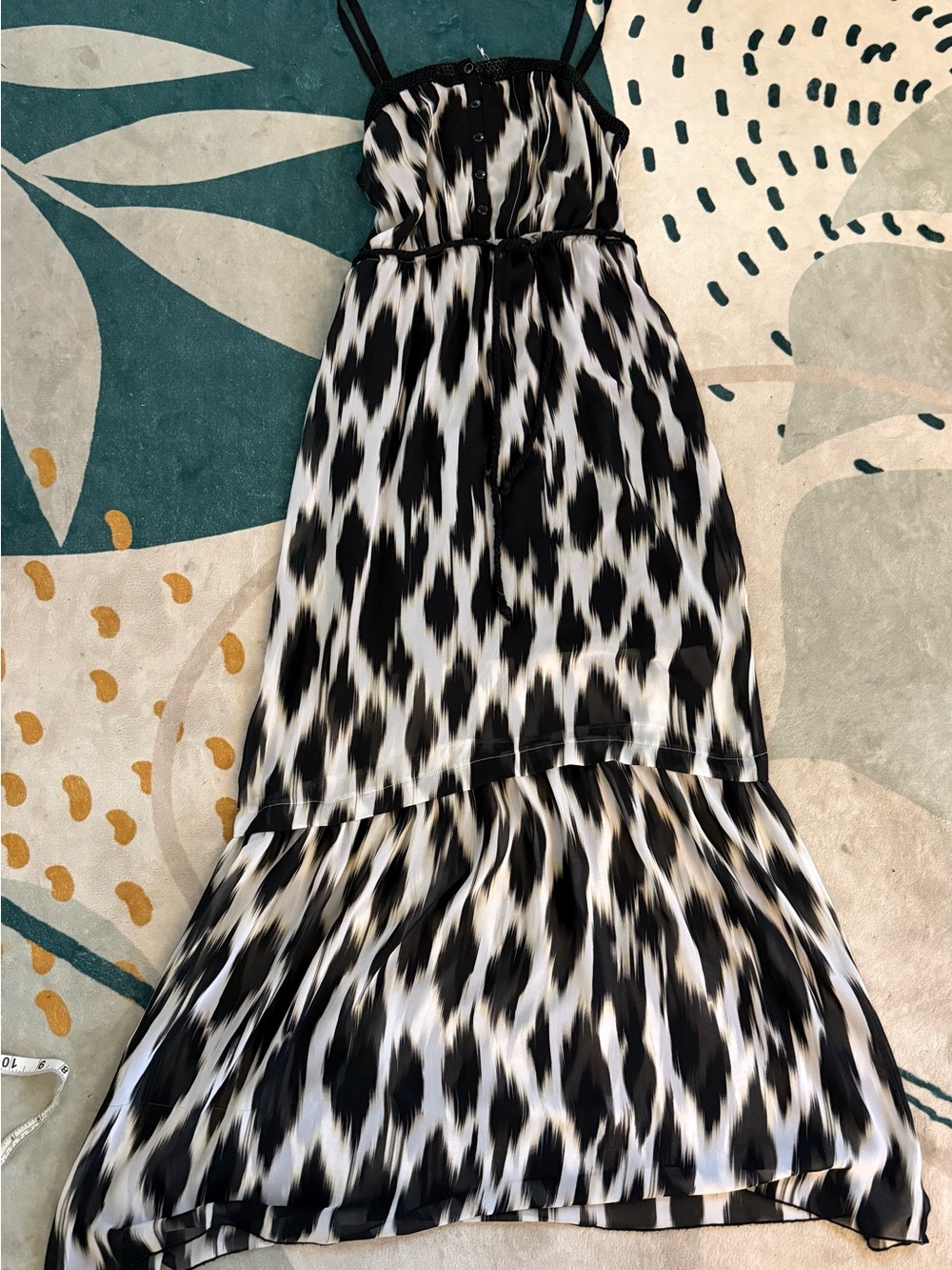 kenzie Black and White Animal-Print Maxi Dress